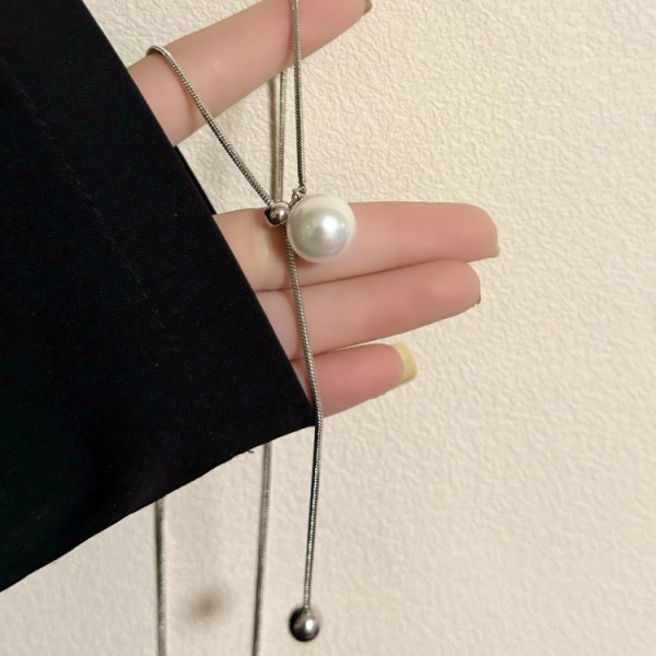 925 Sterling Silver Pearl Tassel Necklace