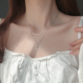 925 Sterling Silver Double Layered Necklace