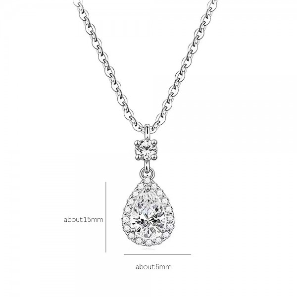 925 Sterling Silver Big Water Drop Necklace