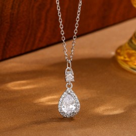 925 Sterling Silver Big Water Drop Necklace