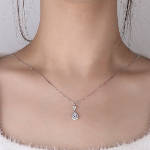 925 Sterling Silver Big Water Drop Necklace
