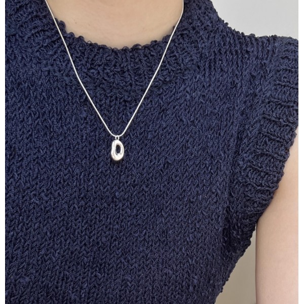925 Sterling Silver Irregular Hollow Oval Necklace