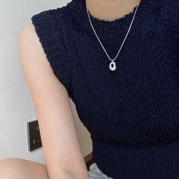 925 Sterling Silver Irregular Hollow Oval Necklace