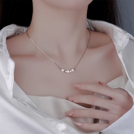 925 Sterling Silver String Pearl Necklace