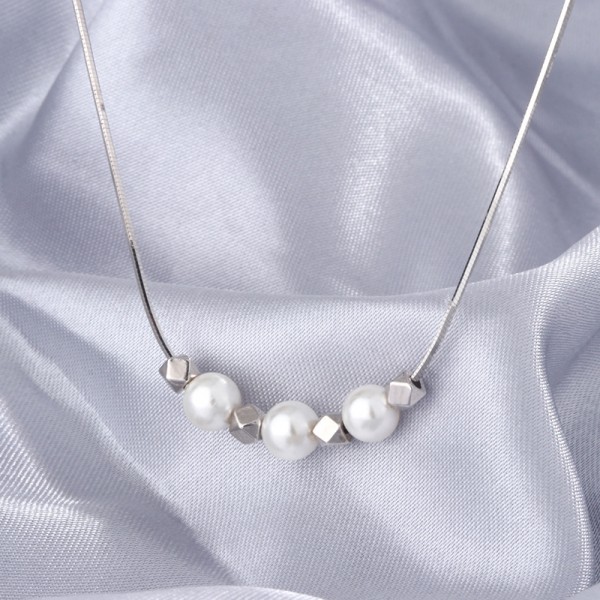 925 Sterling Silver String Pearl Necklace