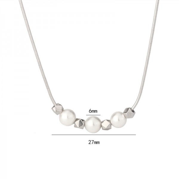 925 Sterling Silver String Pearl Necklace