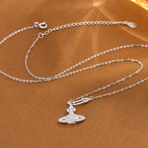 925 Sterling Silver Saturn Necklace