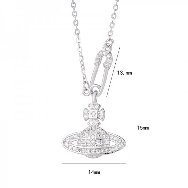 925 Sterling Silver Saturn Necklace