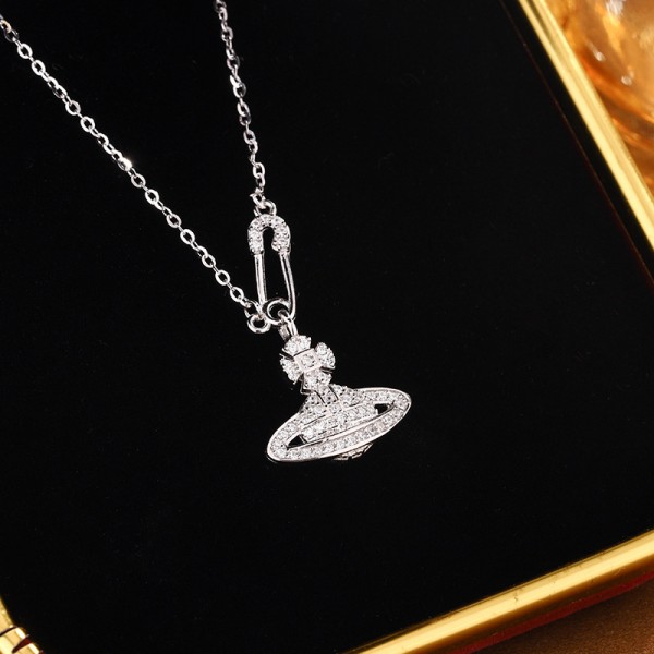 925 Sterling Silver Saturn Necklace