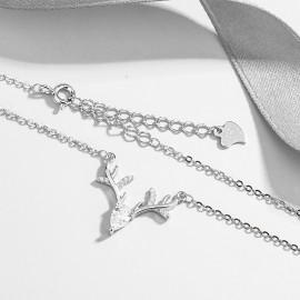 925 Sterling Silver Antlers Necklace