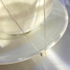 925 Sterling Silver Geometric Block Necklace