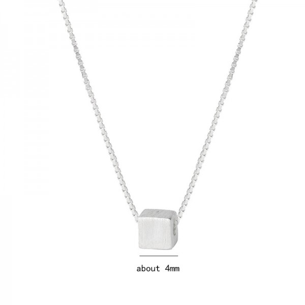 925 Sterling Silver Geometric Block Necklace