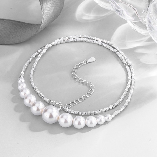 925 Sterling Silver Pearl Shattered Silver Necklace
