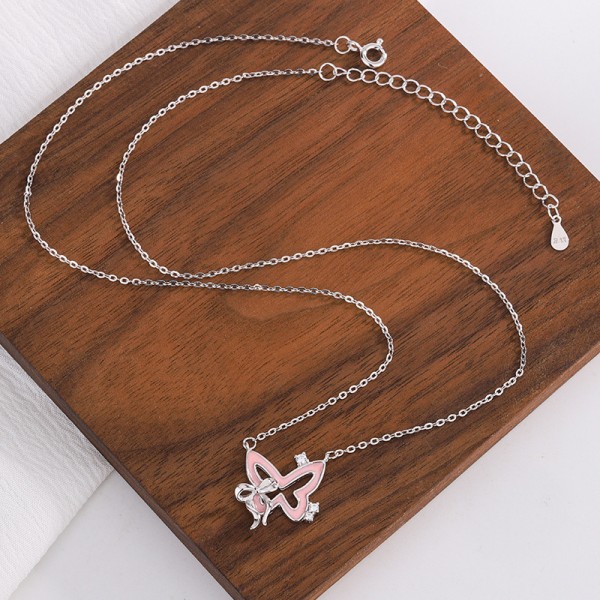 925 Sterling Silver Fluorescent Butterfly Necklace