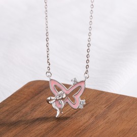 925 Sterling Silver Fluorescent Butterfly Necklace