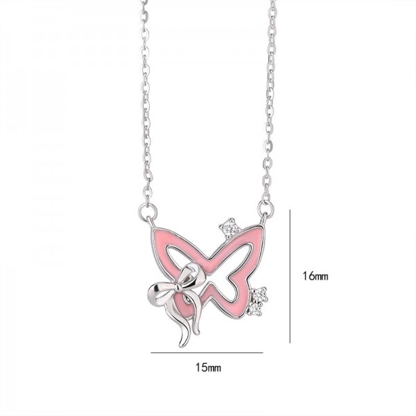 925 Sterling Silver Fluorescent Butterfly Necklace