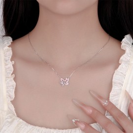 925 Sterling Silver Fluorescent Butterfly Necklace