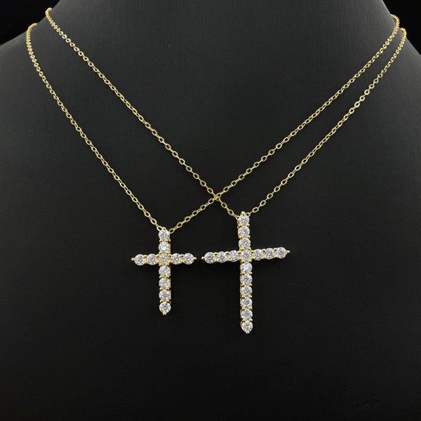 925 Sterling Silver Full Diamond Cross Necklace