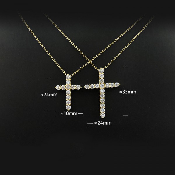 925 Sterling Silver Full Diamond Cross Necklace