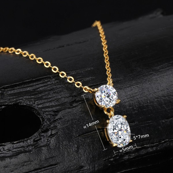 925 Sterling Silver Double Diamond Necklace