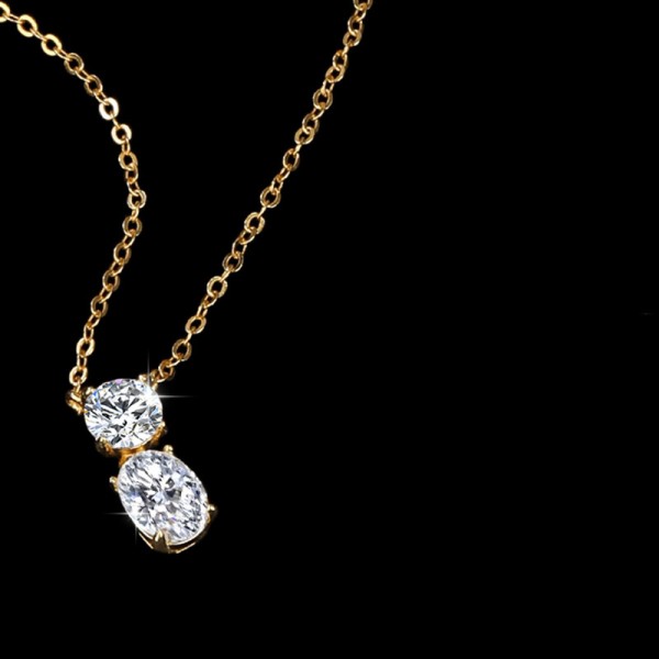 925 Sterling Silver Double Diamond Necklace