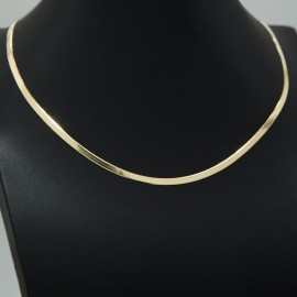 925 Sterling Silver Golden Flat Snake Bone Necklac...
