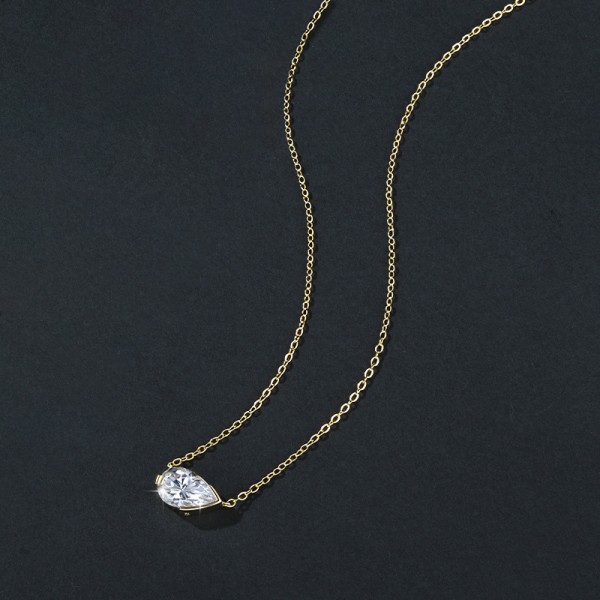 925 Sterling Silver Horse Eye Diamond Necklace