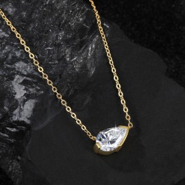 925 Sterling Silver Horse Eye Diamond Necklace