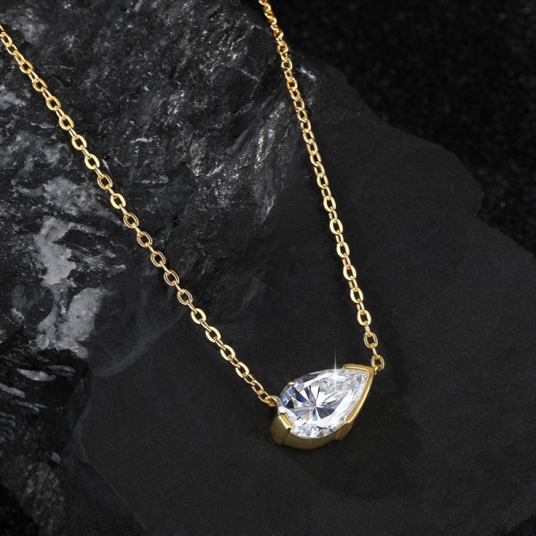 925 Sterling Silver Horse Eye Diamond Necklace