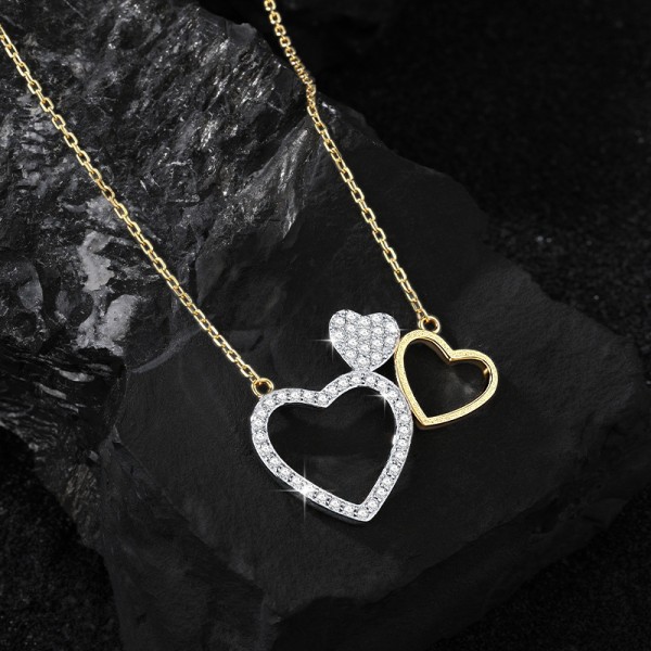 925 Sterling Silver Double Love Necklace