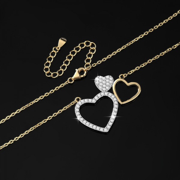 925 Sterling Silver Double Love Necklace