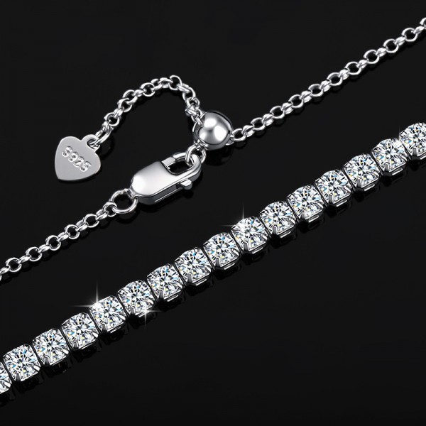 925 Sterling Silver Full Diamond Necklace