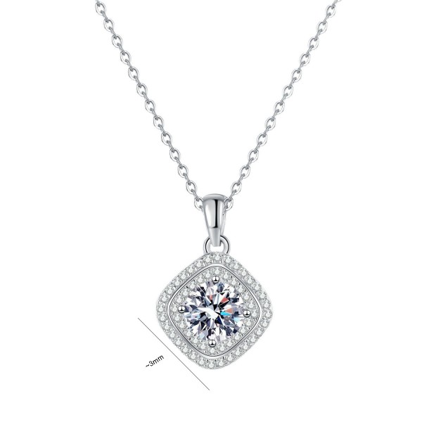 S925 Sterling Silver Small Square Zirconia Pendant Necklace