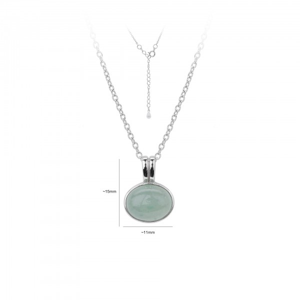 S925 Sterling Silver Victorian Style Aventurine Pendant Necklace