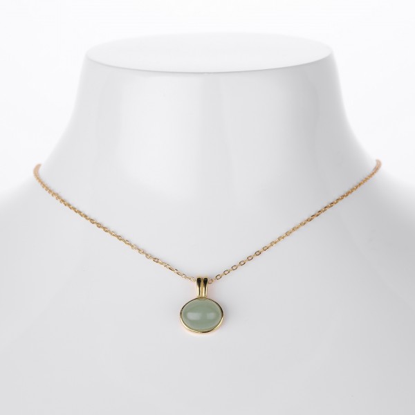 S925 Sterling Silver Victorian Style Aventurine Pendant Necklace