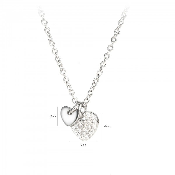 S925 Sterling Silver Interlocked Hearts Crystal Collarbone Necklace