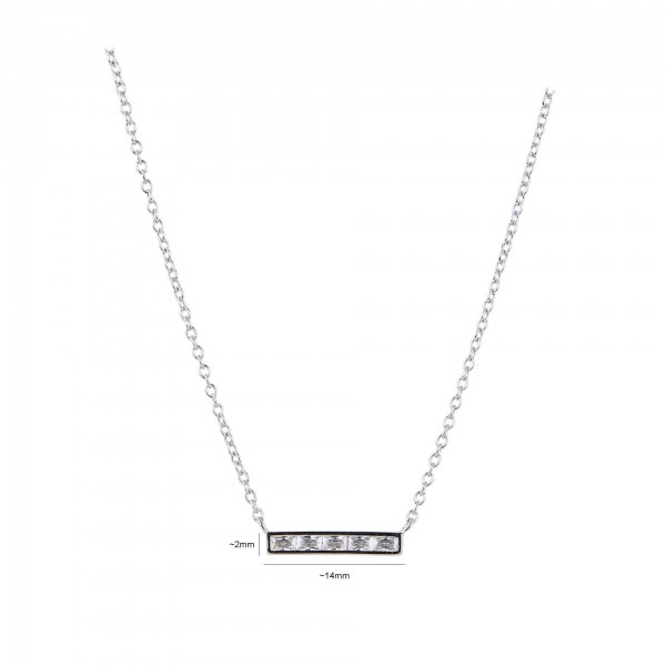 S925 Sterling Silver Instagrammable Square Pendant Necklace with Zirconia
