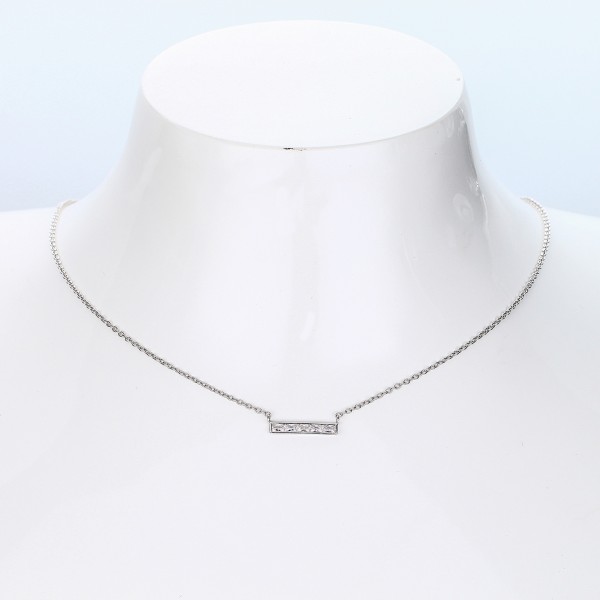 S925 Sterling Silver Instagrammable Square Pendant Necklace with Zirconia