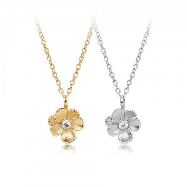 S925 Sterling Silver Floral Pendant Necklace