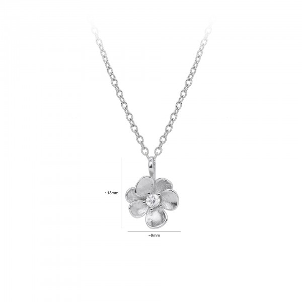 S925 Sterling Silver Floral Pendant Necklace