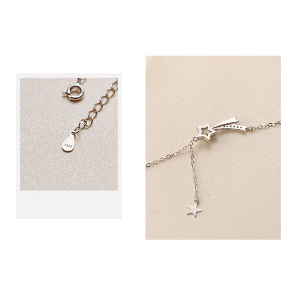 S925 Sterling Silver Niche-style Star and Moon Necklace