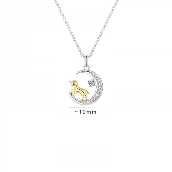 S925 Sterling Silver Unique Unicorn Necklace
