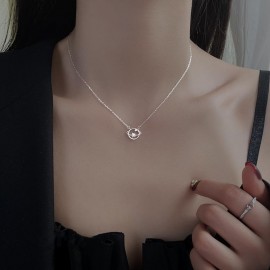 S925 Sterling Silver Shining Planet Collarbone Cha...