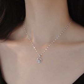 S925 Sterling Silver Möbius Strip Collarbone Chai...