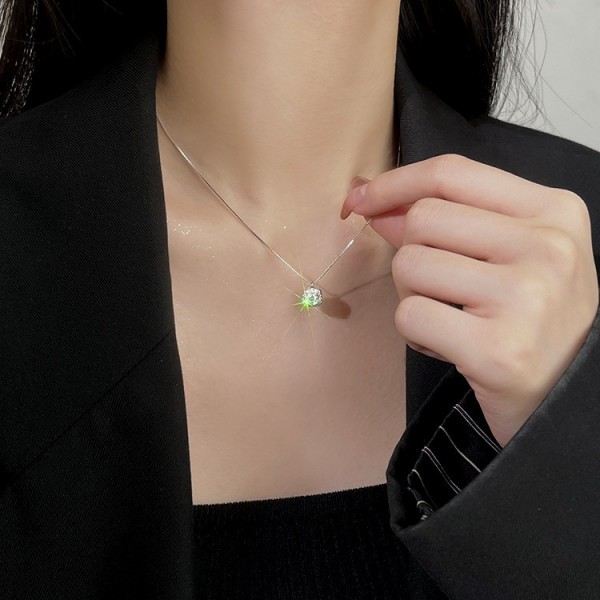 S925 Sterling Silver Niche Sugar Cube Pendant Necklace