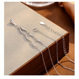 S925 Sterling Silver Wave Drop Necklace