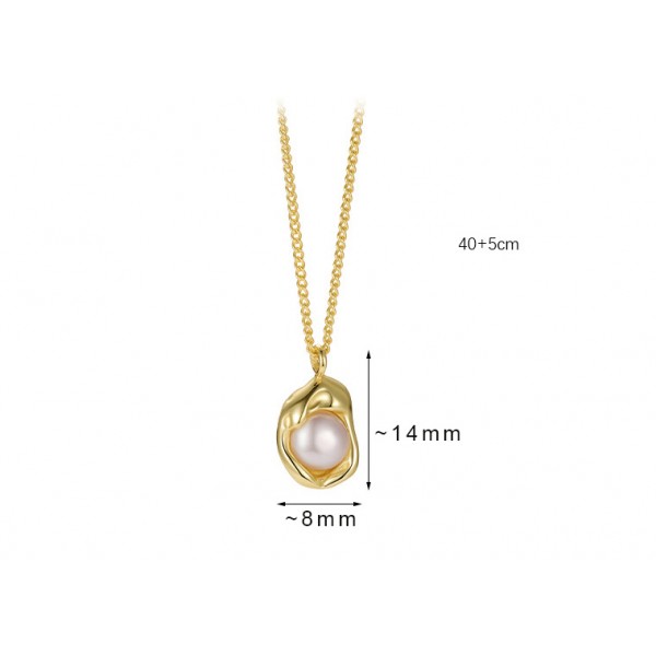 S925 Sterling Silver Light Luxury Baroque Pearl Necklace