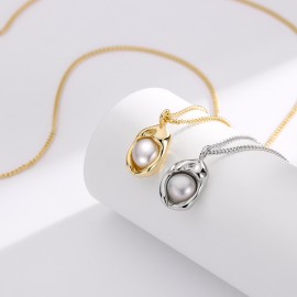 S925 Sterling Silver Light Luxury Baroque Pearl Ne...