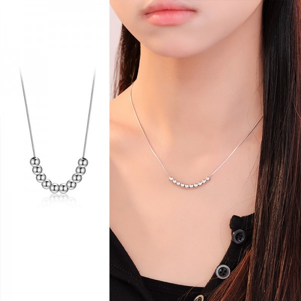 S925 Sterling Silver Minimalist Bead Necklace
