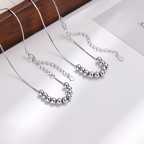 S925 Sterling Silver Minimalist Bead Necklace